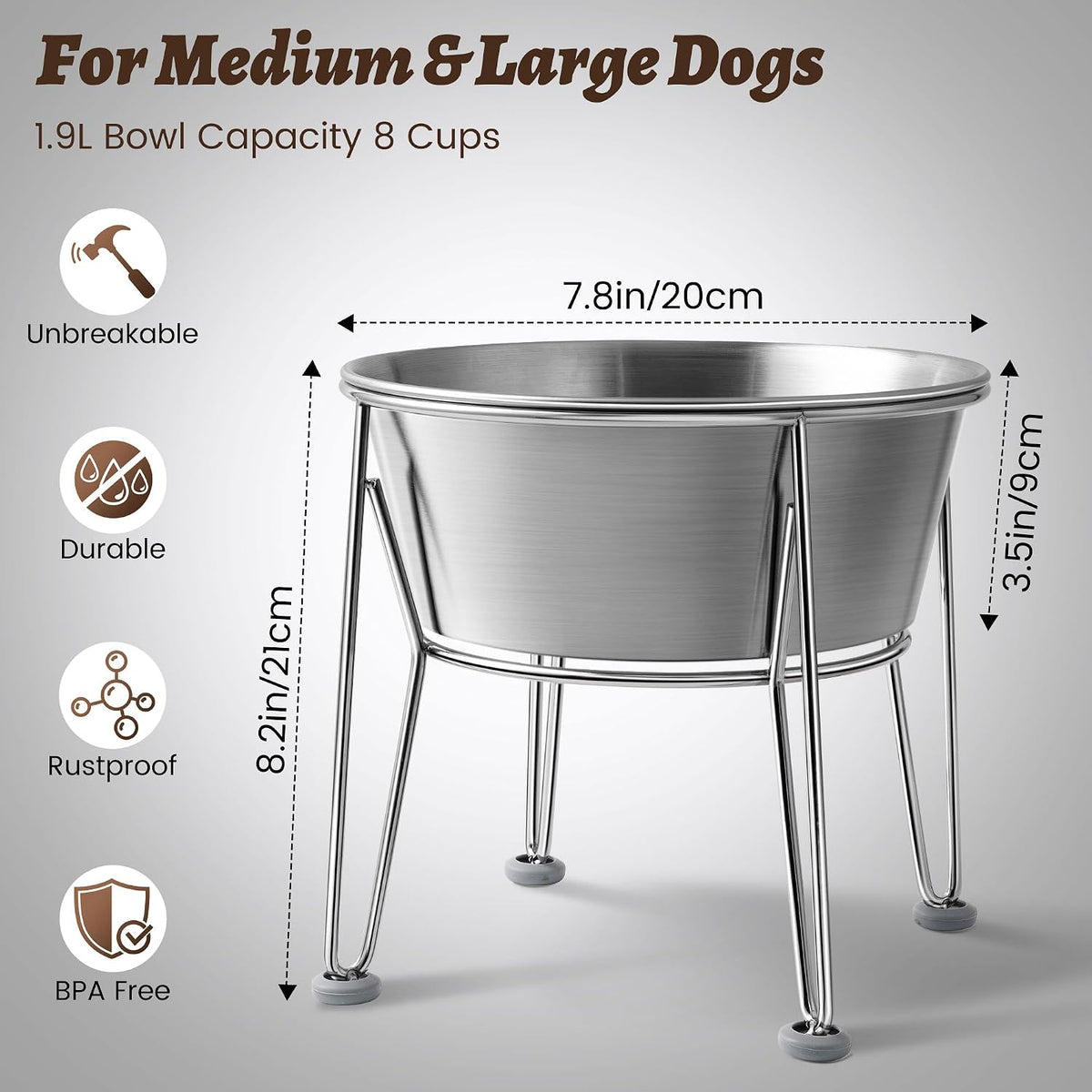 Elevated Dog Bowls for Medium&Small Dogs - 8 Cups / Raised Bowl - image 2