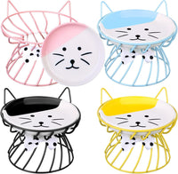 Sunnyray 4 Pcs Elevated Cat Bowls Raised Cat Food Bowl - Bow Tie / Multicolor
