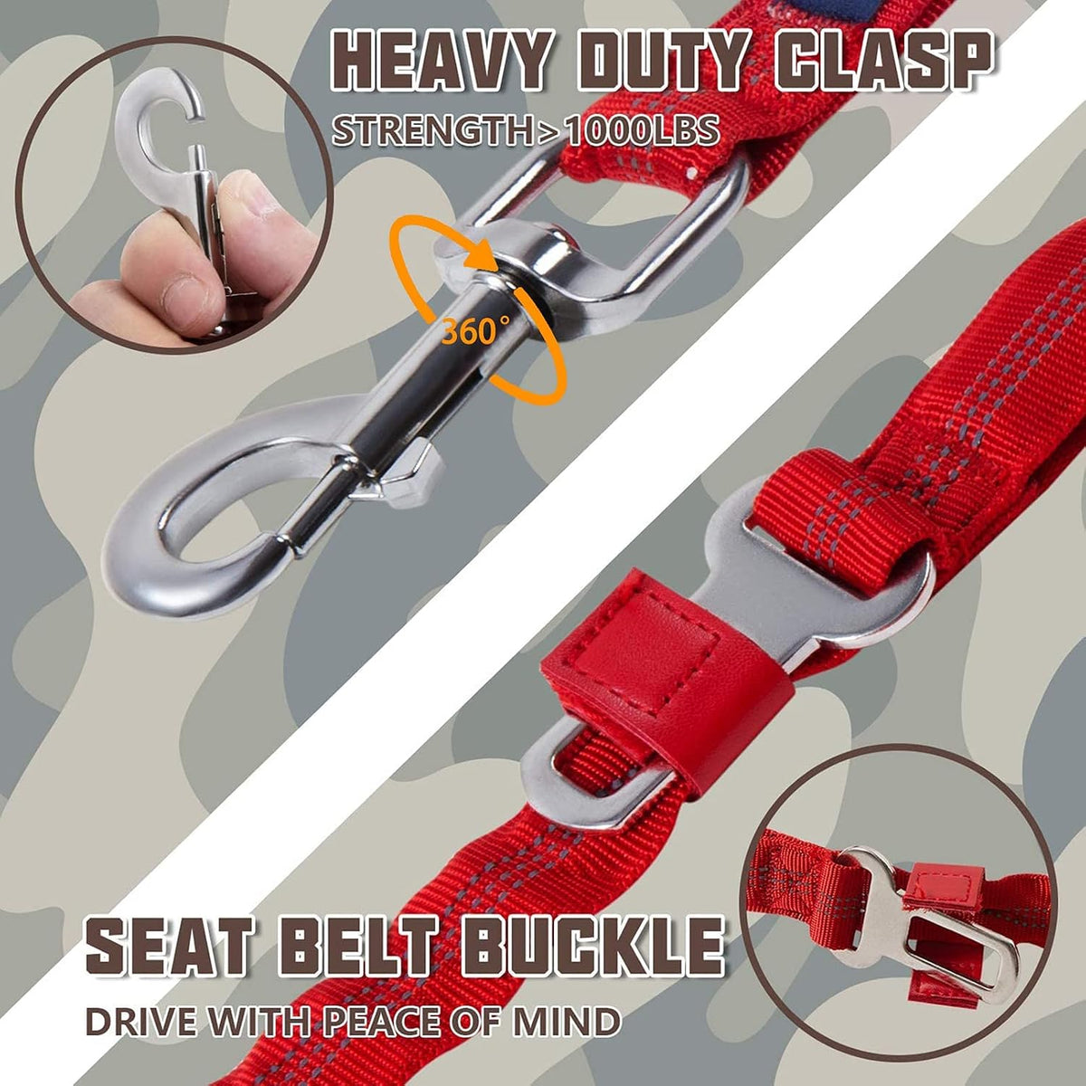 AUROTH Bungee Dog Leash for Large Dogs - Red / MAX: 4.5 FT - image 3