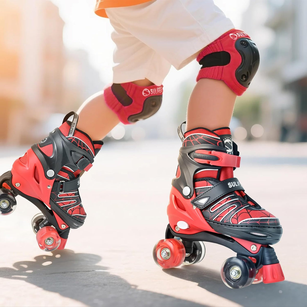 SULIFEEL Adjustable Kids Roller Skates, Light up Wheels – Fun for Kids & Family - A Spider Red / Medium - Big Kid - image 2
