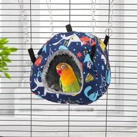 Wontee Bird Plush Hammock Parrot Hanging Snuggle Cave Happy Hut Tent - S / Blue Cat - image 3