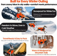 QBLEEV Warm Dog Jacket, Waterproof Dog Winter Coat with Harness – Essentials for Dogs - Orange / Small - image 4