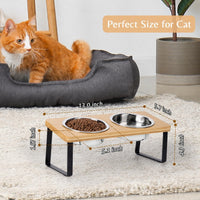 Elevated Cat Food Bowl for Indoor Cats - 2 Bowls / Wood Color - image 4
