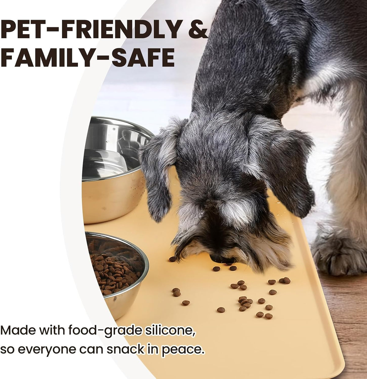 VIVAGLORY Pet Food Mat Flexmat Dog Bowl Mat, S - Beige Yellow / S (18.9 x 11.8in) - image 3