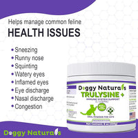 Trulysine Plus L-Lysine for Cats Immune Support Oral Powder 8oz/226g - Cats & Kittens of All Age, Sneezing, Runny Nose Squinting, Watery Eyes-Fish & Poultry Flavor (U.S.A)(225 Grams (900mg / Scoop))