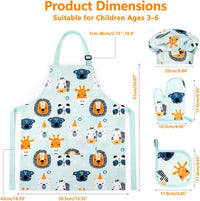 Kids Apron for Boys and Girls Aged 3-6 100% Cotton Blue WQHM – Fun for Kids & Family - Green 4-pack Apron Set - image 2
