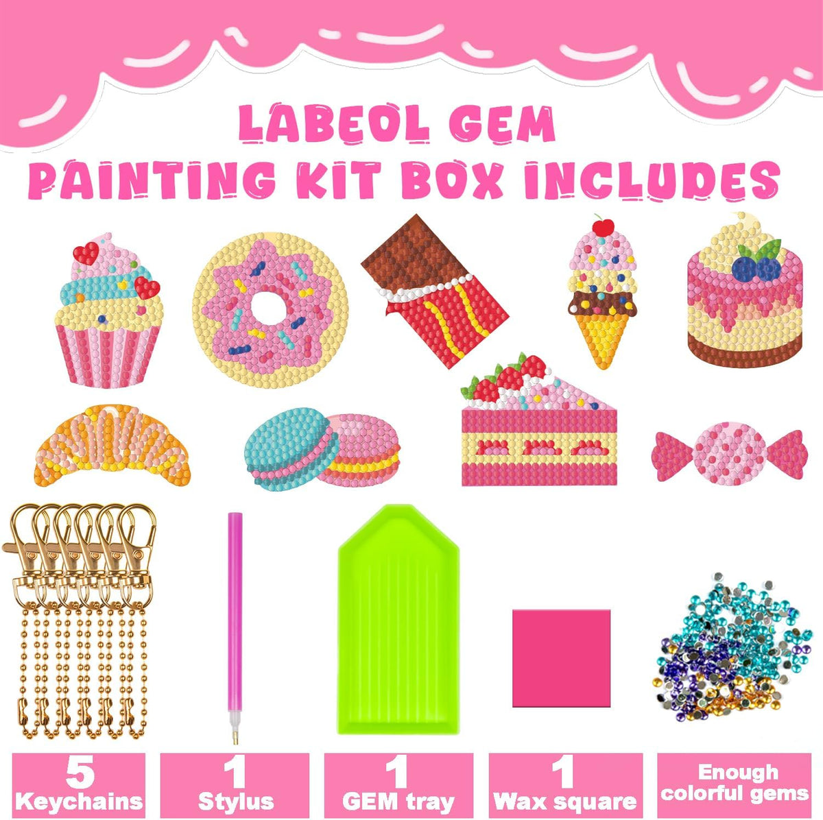 Labeol Diamond Art Kits for kids 5D Diamond Creat Your Own GEM - Dessert - image 2