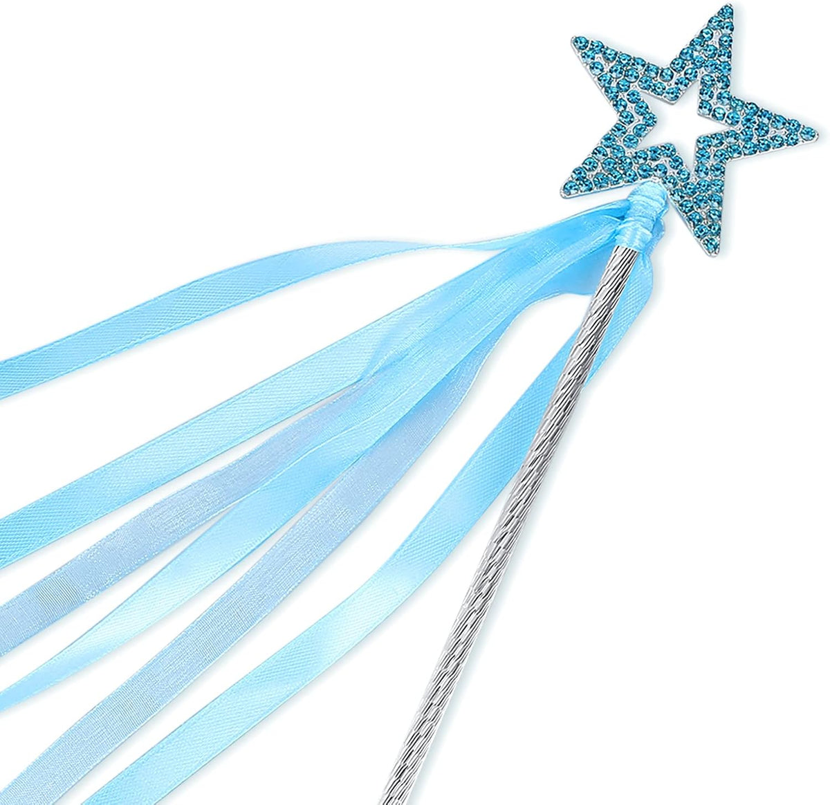 Lovelyshop Crystal Metal Star Fairy Wand with Ribbon - Blue