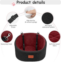 Lealchum Dog Car Seat for Small Dogs Up to 30 Lbs with 2 Safety Dog - Black/Red / Small - image 3