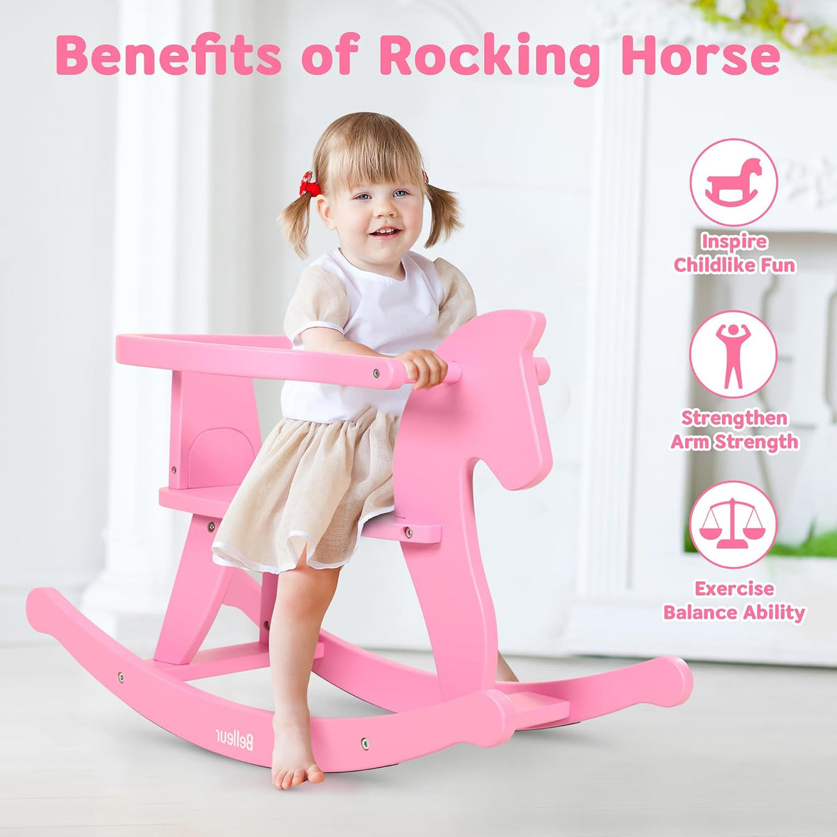 Belleur Rocking Horse for Kids 1-3 Years Old - Pink - image 4