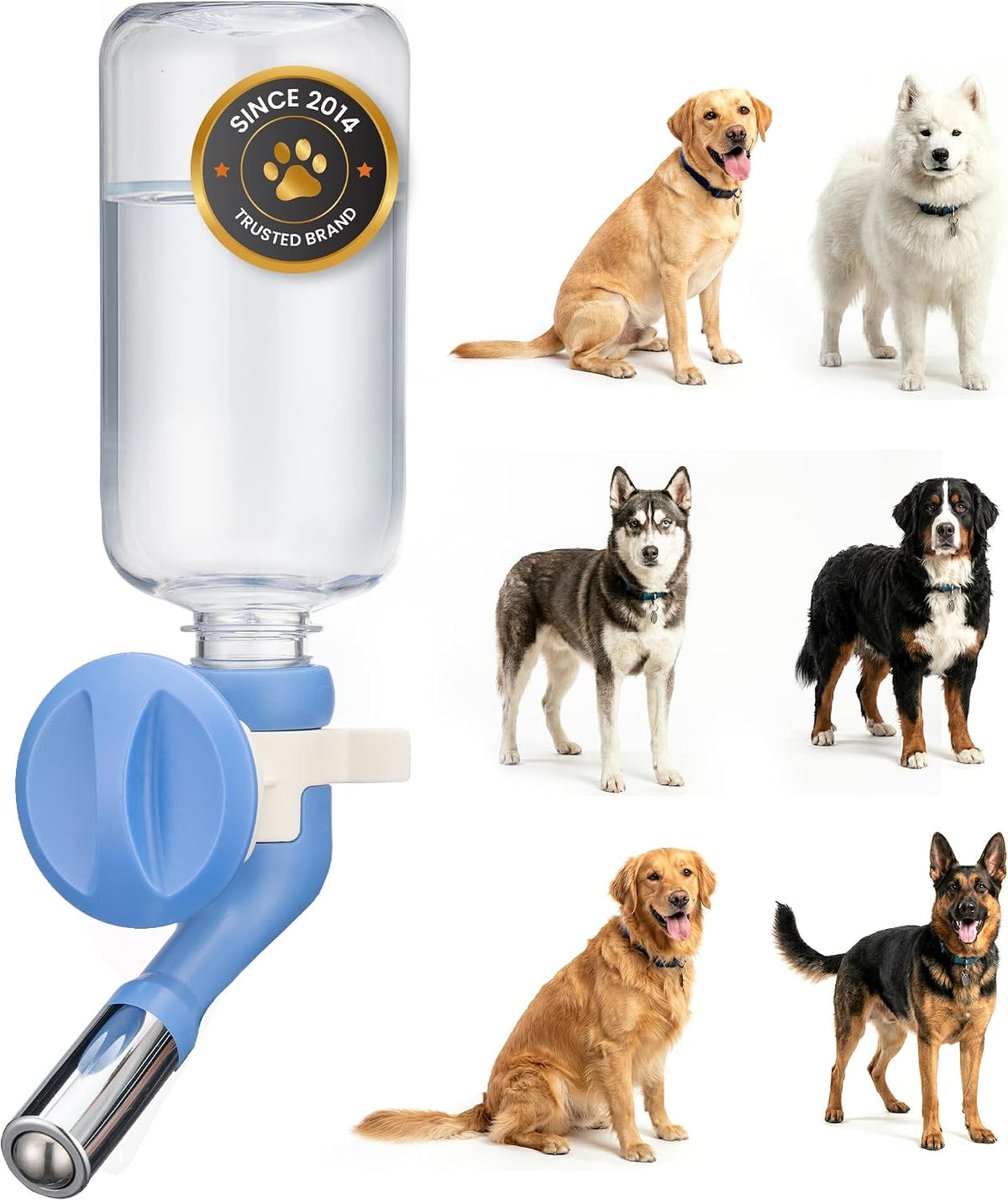 Choco Nose Patented No-Drip Dog Water Bottle/Feeder for Dogs/Cats - C570 Blue / Large Sized Dogs-16.9 fl.oz