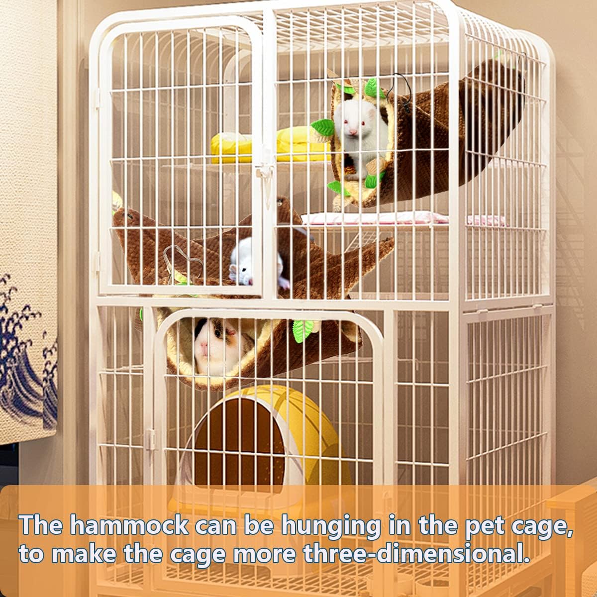 LEFTSTARER Guinea Pig Ferret Rat Hammock Toy Small Animal Cage - 1.Hammock + tunnel - image 2