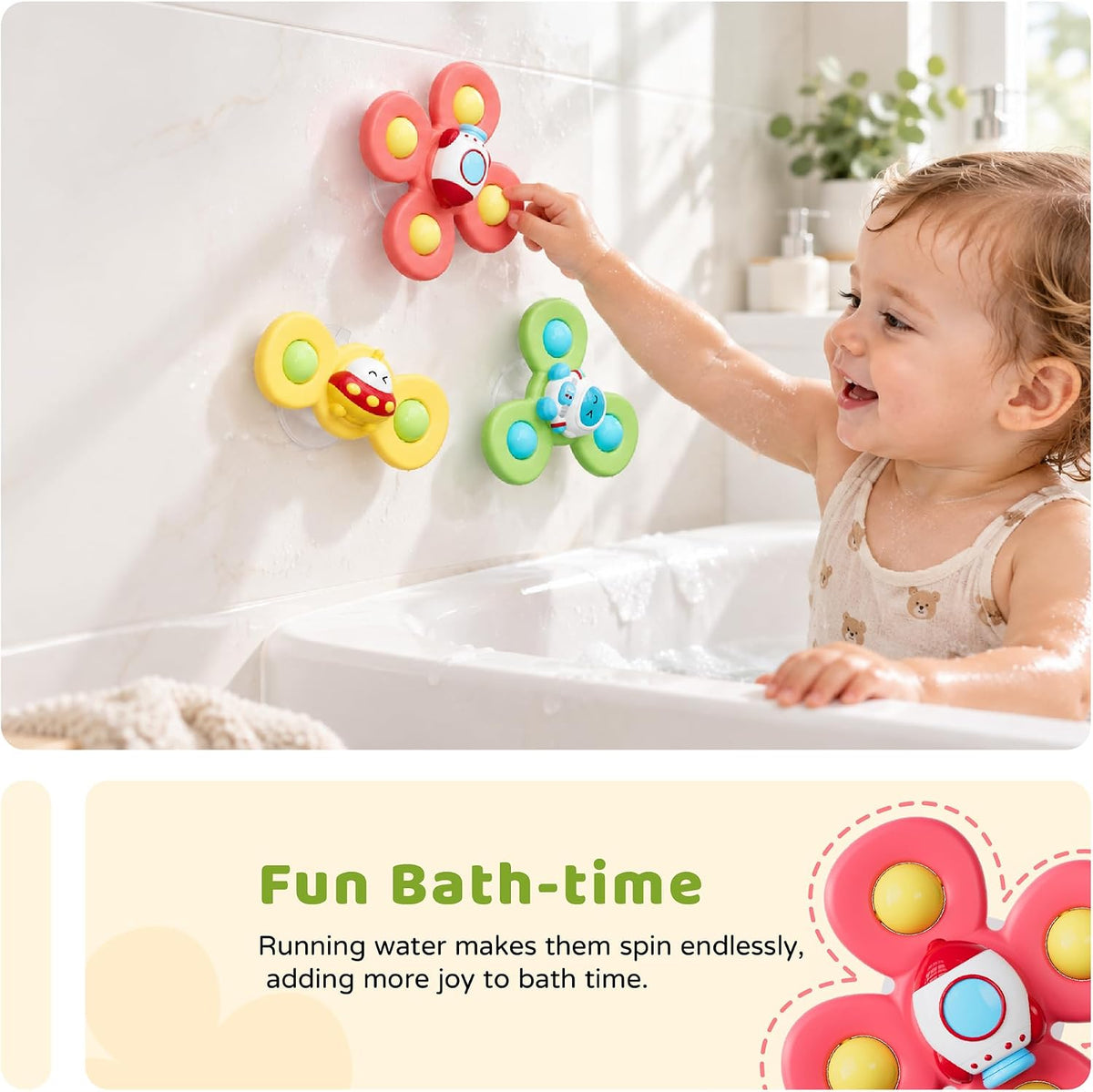 LiKee Strong Suction Cup Fidget Rotating Sensory Bath Toys for Baby - Space - image 3