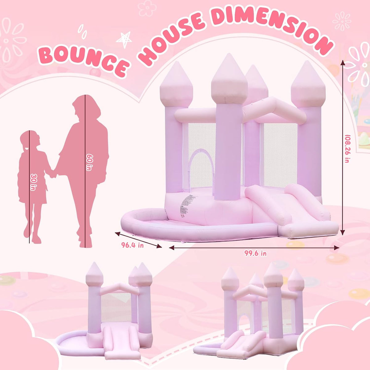 FBSPORT white bounce house with slide, ball pit and blower - view 6