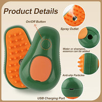 Cat Steam Brush, 3 in 1 Dog Steamy Brush, Silicone Massage Grooming Comb, Pet Hair Cleaning Misting Comb for Cats Dogs(Avocado White/Green)