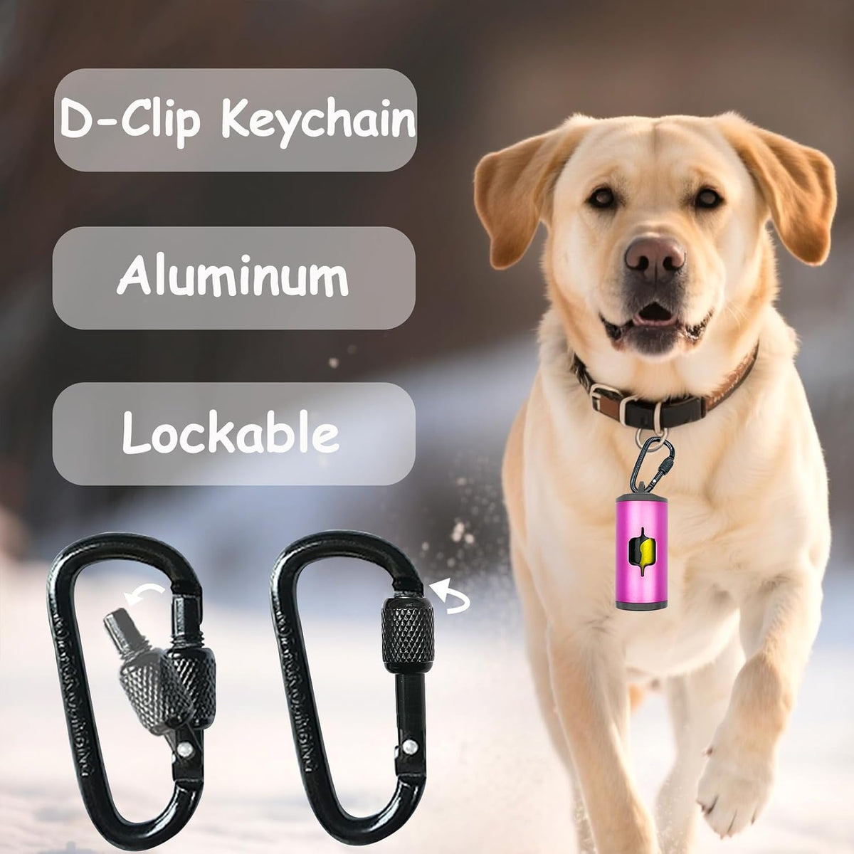 Metal Dog Poop Bag Holder 2-Pack w/Leash Clip - Pink / 2 Count (Pack of 1) - image 2