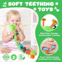 Baby Toys 0-6-12 Months,Musical Caterpillar Stuffed Animals Activity Infant Toys with Crinkle,Rattles,Mirror&Pull String,Muti-Sensory Toys Gifts for Newborn Tummy Time,Kelly Green|Leafy
