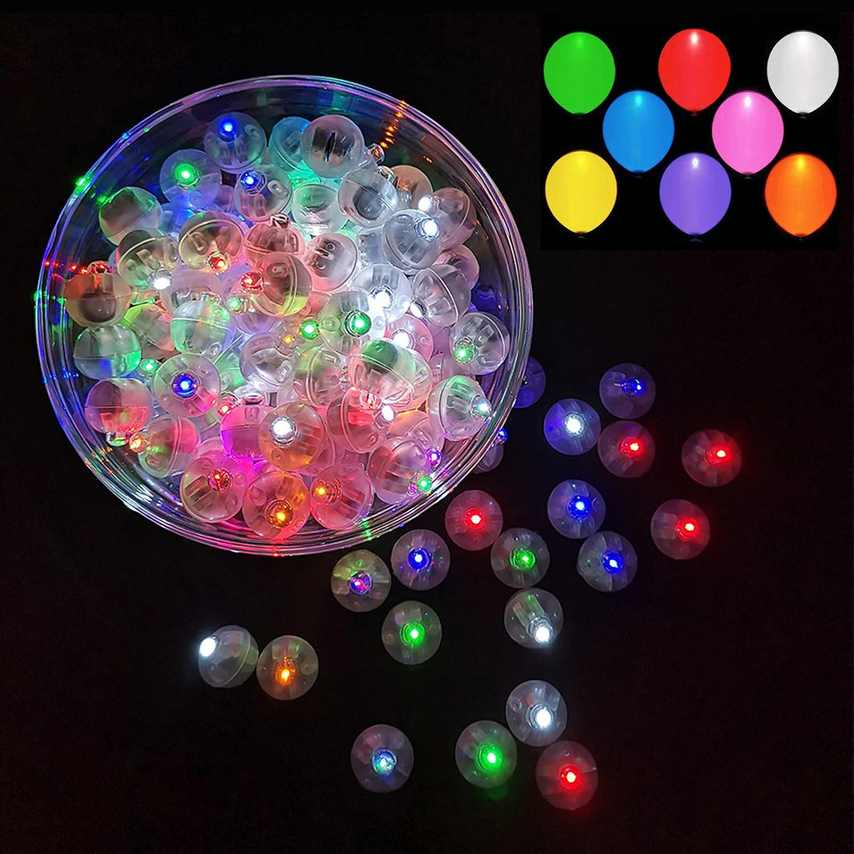50pcs White LED Balloon Lights - 100PCS / Multicolor