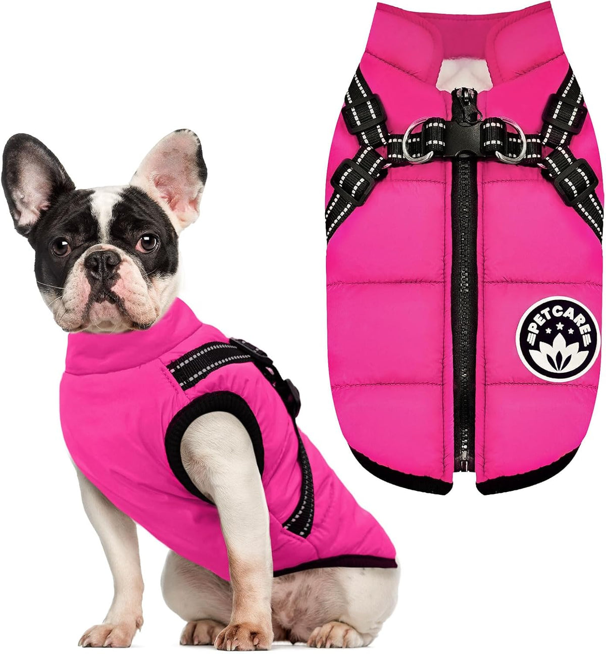 Winter Dog Coat with Harness Built in Waterproof Dog Jackets Warm Pet - Pink / L(Suggest 8-11 lbs) - image 4