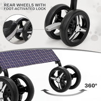 MoNiBloom 4 Wheels Pet Stroller, Easy-Fold Umbrella Shaped Dog Cat Jogger Stroller w/Storage Bag & Visible Mesh for Small/Medium Dogs Cats Plaid