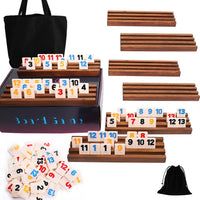 Wahartoly rummy cube tile game with 160 tiles and 6 wooden pine racks