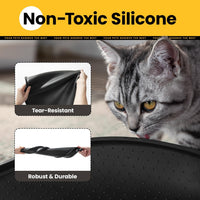 Conlun Dog Food Mat,1/2 Inch Raised Edges Cat Feeding Mat for Spill Containment,BPA-Free Silicone - 24"L x 24"W / Black - image 3
