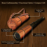 NauticalMart 18 inch handcrafted brass nautical spyglass telescope with leather wrap - view 3
