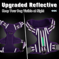 BARKBAY Dog Harness No Pull with ID Tag Pocket - Heavy Duty, Reflective, Easy Control for Large Dogs(Purple,L)