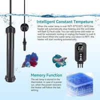 hygger Marine Aquarium Heater 50W 100W 200W 300W 500W,Titanium Heater with Temperature Calibration,Digital LED Controller,Temperature Probe,Submersible Fish Tank Heater for Saltwater Freshwater Tank
