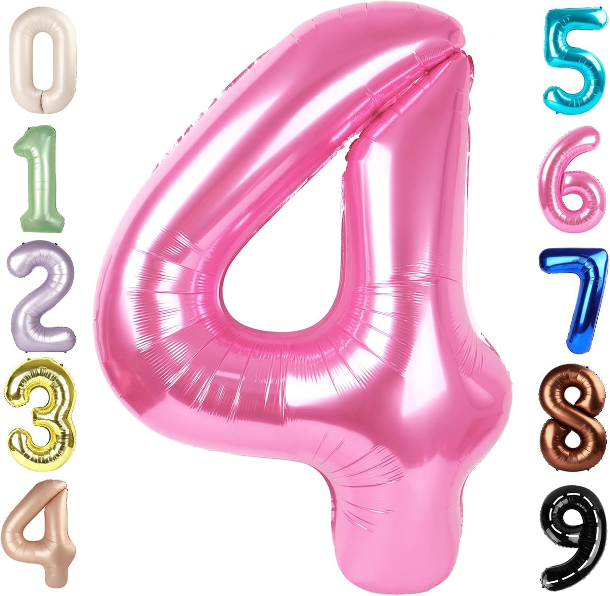 Number Balloons 1st Birthday Decorations - Pink / Number 4