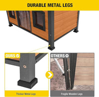 Aivituvin Large Dog House Anti-Chewing Metal Frame Design Insulated Wooden Dog Kennel with Unique Design Roof, Weatherproof Dog House for Outdoor Indoor
