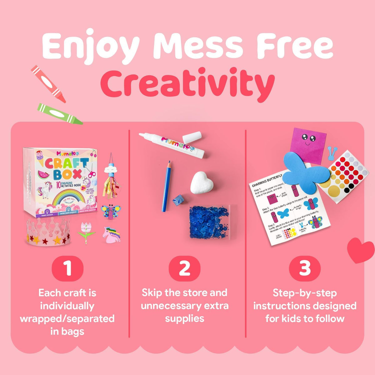 Mumaloo Arts and Crafts Kit for Kids, 10 Projects Ages 4, 8 - Unicorn - image 4