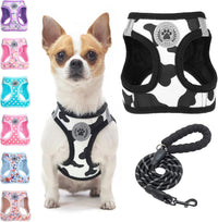 Small Dog Harness and Leash Set, No Pull Puppy Pet Vest, S - XX-Small(Chest Girth 11.5"-13") / Black White