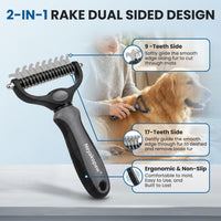 Dog Grooming Rake 4-in-1 Kit, Deshedding Undercoat Rake - Grey Kit 4PCS - image 2