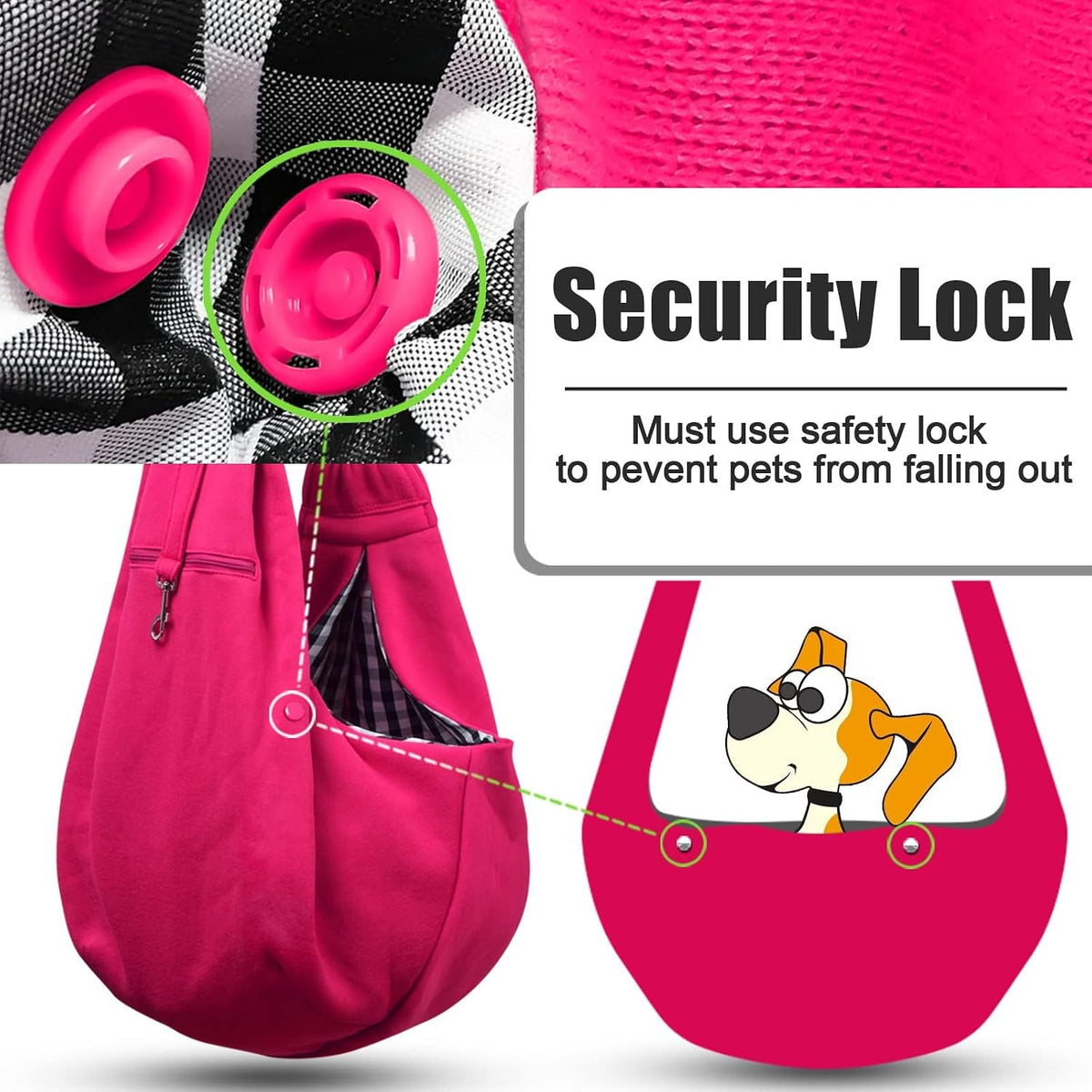 Tomkas Small Dog Sling Carrier, Classic Pocket & Classic Strap - Rosered / M - Zip pocket & Adjust Strap - image 4