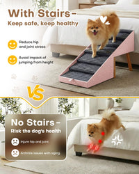 17" H Split Ottoman Dog Ramp for Couch - 21.06" H- Pink - image 3