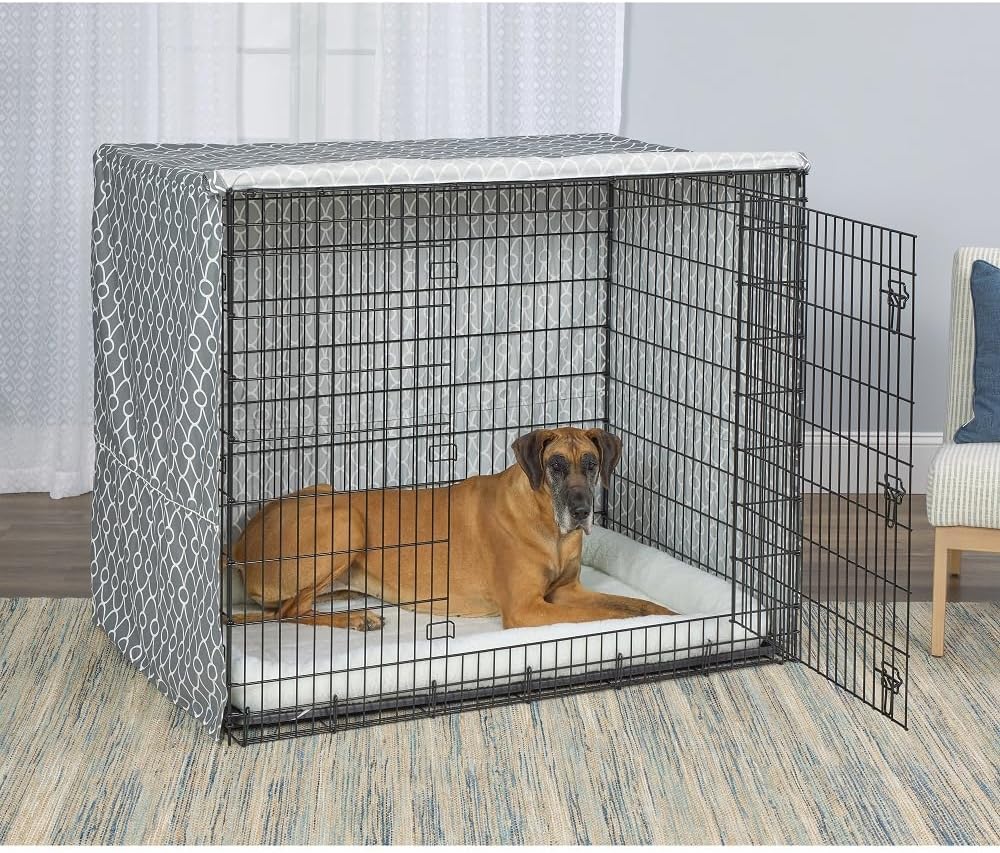 MidWest Homes for Pets Medium Dog Crate Cover - Gray Geometric Pattern / Fits 54-Inch Crate - image 4