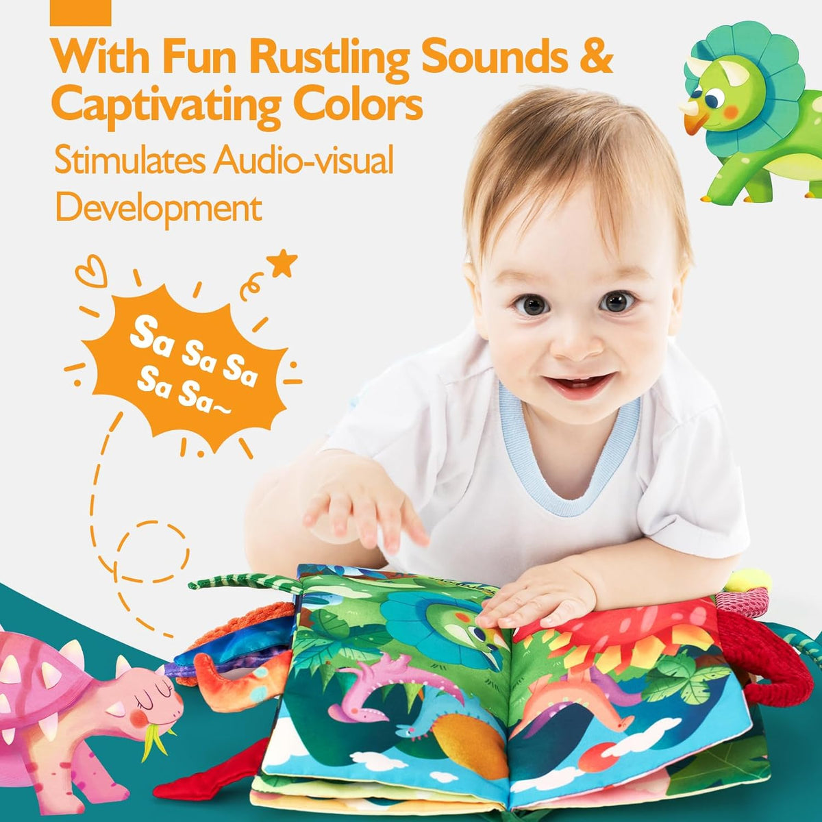 hahaland Baby Books 0-6 Months - Dinosaur Tails - image 3