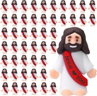 Bememo 50pcs Mini Jesus Loves You Religious Figures - Red