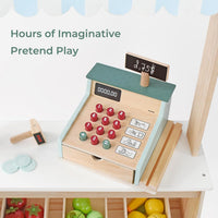 PairPear wooden cash register for kids with scanner, pull-out drawer and play money - view 3