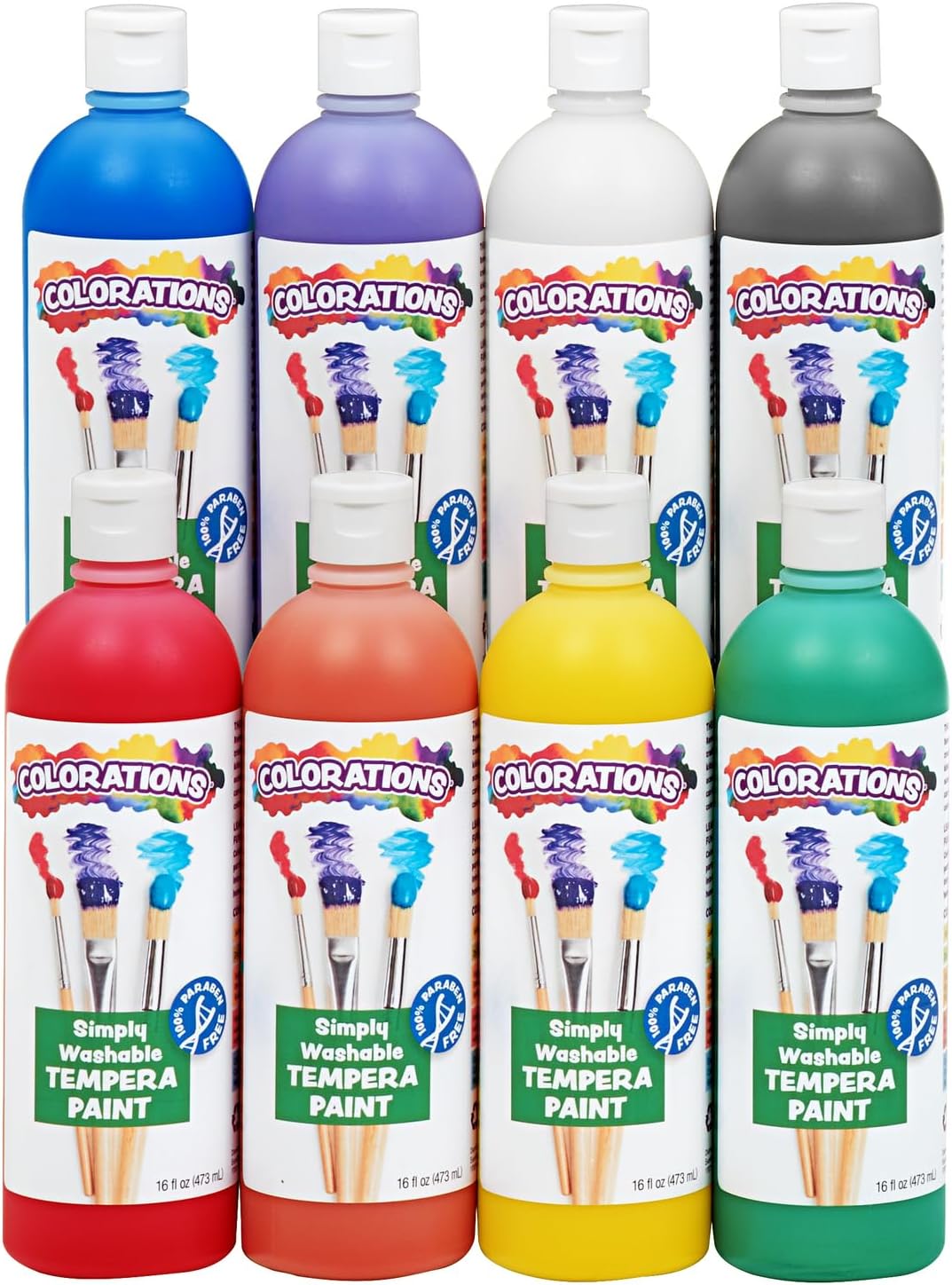 Colorations Paraben-Free Simply Washable Tempera Paint - Paraben-Free Formula / Assorted, 8 Colors