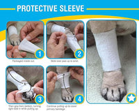 Protective Sleeve Tubular Cover - Bandages - for Dogs Cats and Other Pets First Aid Wound Care Comfortable Non-Adhesive Breathable & Water Resistant 18 Strips (yields 36-54 Covers)-(Large)