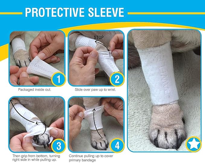 Protective Sleeve Tubular Cover - Bandages - for Dogs Cats and Other Pets First Aid Wound Care Comfortable Non-Adhesive Breathable & Water Resistant 18 Strips (yields 36-54 Covers)-(Medium)