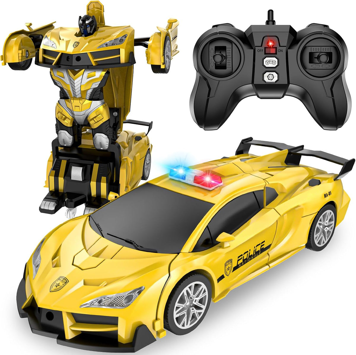Spider Remote Control Car with Police Light - Yellow