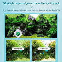 Mini Magnetic Aquarium Brush with Scraper Blade - Fish Tank Dirt Remover for Small Glass/Acrylic Tanks, Safe for Betta & Shrimp (5-20 Gallon) (Large with Scraper)