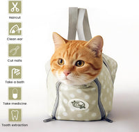 Cinf Cat Restraint Grooming Bag - M Size–Fits most adult cats (8–12 lbs) / Beige Gray+Dot - image 2