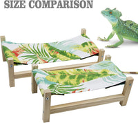 Bearded Dragon Bed, Wooden Reptile Sleeping Hammock - Large / Green 2 - image 2