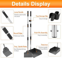 Pooper Scooper, Metal Aluminum Tray and Spade Poop Scoop Set with Adjustable Stainless Steel Long Handle, Pet Waste Removal Heavy Duty Poop Scooper (Small Tray&Spade)