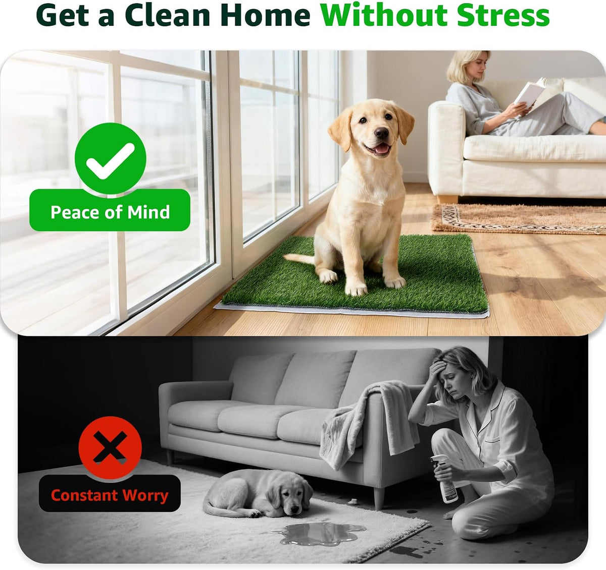 Replacement Artificial Grass Pee Pads for Dogs Potty Training to Pee - XXXL-45.2"x27.5" - image 3