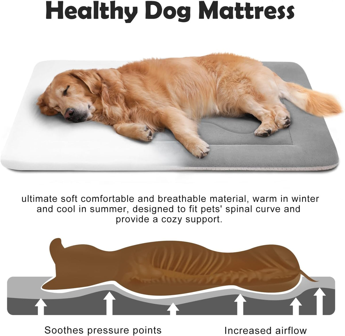 Large Dog Bed Soft Dog Crate Pad Mat 42 in Non-Slip Bottom Washable - 42.0"L x 28.0"W x 1.2"Th / Clay Gray - image 3